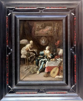 A voluptuary surprised by death. Oil painting by Frans Francken II.