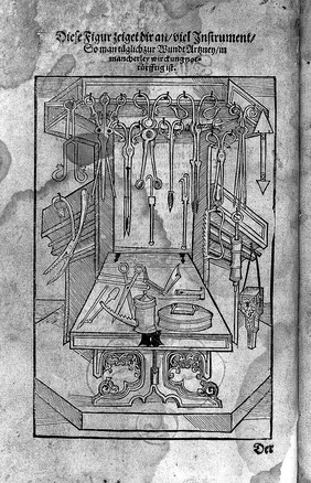 Feldtbuch der Wundartzney. Sampt des Menschen Cörpers Anatomey, unnd Chirurgischen Instrumenten, wahrhafftig Abcontrafeyt, und beschrieben ... / Durch M. Hanns Gerszdorffen, genannt Schylhans.