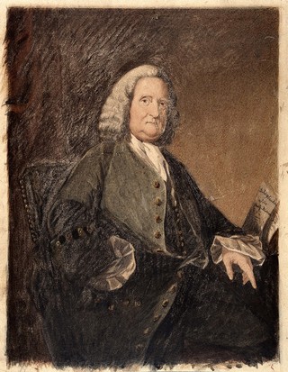 Richard Russell, physician at Brighton. Watercolour by Henry Wilkin after Benjamin Wilson.