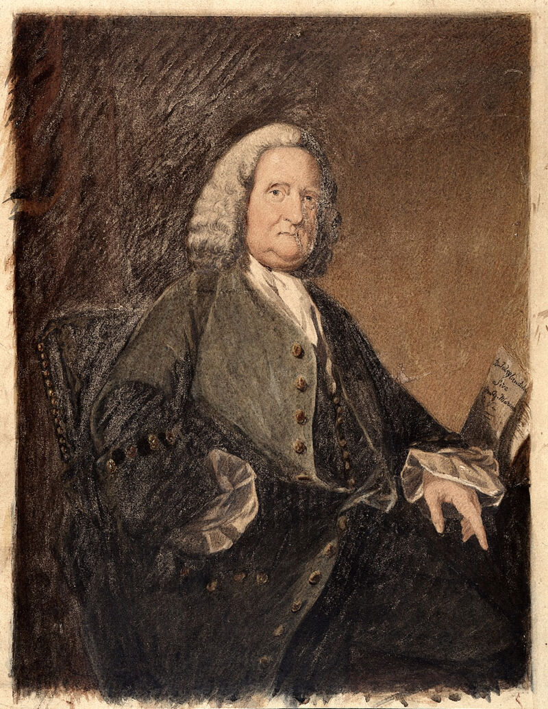 Richard Russell, physician at Brighton. Watercolour by Henry Wilkin after Benjamin Wilson., by Benjamin Wilson