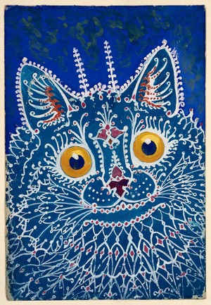 view A cat in "gothic" style. Gouache by Louis Wain, 1925/1939.