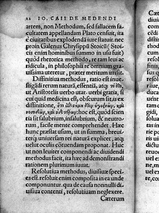 Ioannis Caii britanni De medendi methodo libri duo, ex Cl. Galeni Pergameni, et Jo. Baptistae Montani Veronenis, principum medicorum, sententia. Opus utile, & jam primum natum.