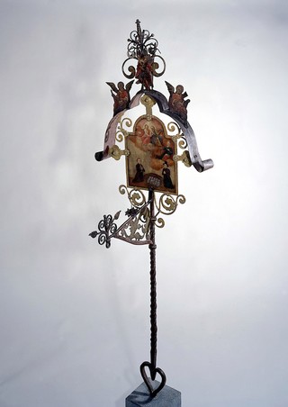 Marker for the grave of children. Oil painting on wrought iron.