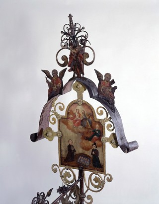 Marker for the grave of children. Oil painting on wrought iron.