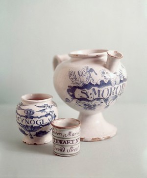 view Ceramic pharmacy jars.