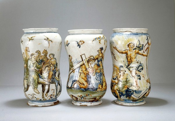 Ceramic pharmacy jars.