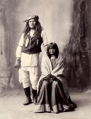 view Henry Wilson and his wife, Americans of the Mohave. Platinum print by F.A. Rinehart, 1898.