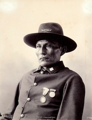 view Naiche, hereditary chief of the Chiricahua. Platinum print by F.A. Rinehart, 1898.