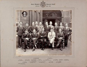 view Guy's Hospital, London: sixteen members of the resident staff. Photograph by Wayland, 1928.