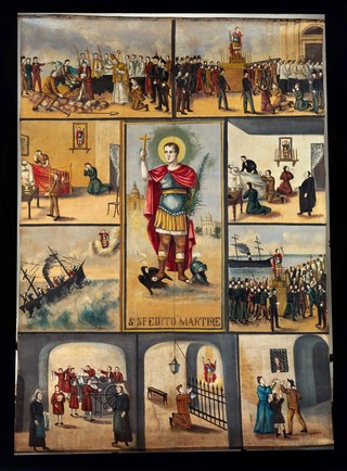 Saint Expeditus. Oil painting by a painter of Palermo, 18--.