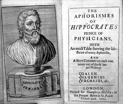 The aphorismes of Hippocrates, prince of physicians : with an exact table shewing the substance of every aphorism, and a short comment on each one, taken out of those larger notes of Galen, Heurnius, Fuchsius, &c / [Hippocrates].