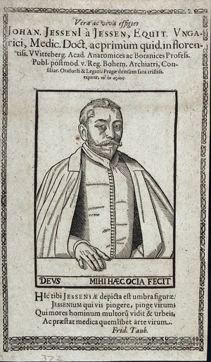 view Johannes Jessenius à Jessen [Jeszensky]. Woodcut.