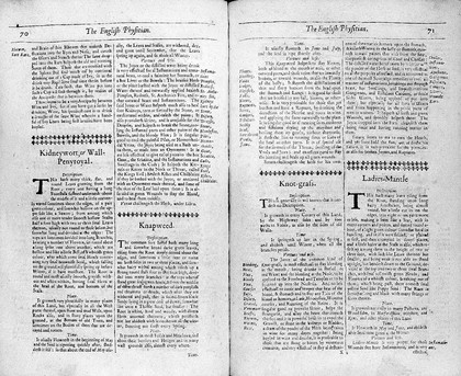 The English physitian: or an astrologo-physical discourse of the vulgar herbs of this nation. Being a compleat method of physick ... / By Nich. Culpeper.