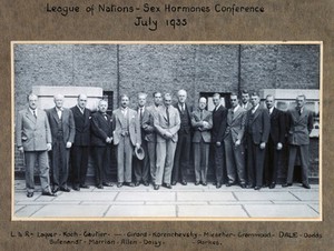 view Members of the Second International Congress on the Standardization of Sex Hormones. Photograph, 1935.