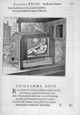 Atalanta fvgiens, hoc est emblemata nova de secretis naturae chymica. Accommodata partim oculis & intellectui, figuris cupro incisis, adjectisqúe sententiis, epigrammatis & notis, partim auribus & recreationi animi plus minus 50 fugis musicalibus trium vocum, quarum duÆ ad unam simplicem melodiam distichis canendis peraptam, correspondeant ... / authore Michaele Majero.