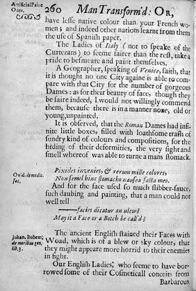 Anthropometamorphosis: man transform'd; or, the artificial changeling. Historically presented, in the mad and cruel gallantry, foolish bravery, ridiculous beauty, filthy finenesse, and loathsome lovelinesse of most nations, fashioning and altering their bodies from the mould intended by nature. With a vindication of the regular beauty and honesty of nature. And an appendix of the pedigree of the English gallant / By J.B. sirnamed, the Chirosopher.