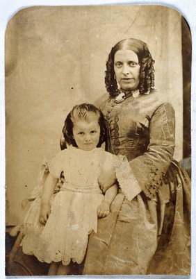 Mrs George Critchett, wife of George Critchett FRCSE, with her daughter (?). Photograph.