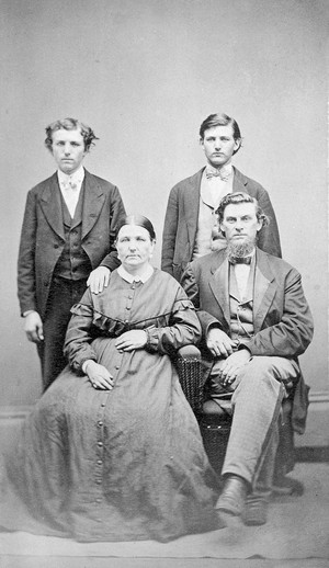 view Henry Wellcome (standing left) with his brother George, and their parents