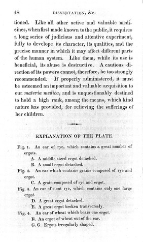 A dissertation on the natural history and medicinal effects of the secale cornutum, or ergot / By Oliver Prescott. Read at the annual meeting of the Massachusetts Medical Society, June 2, 1813.