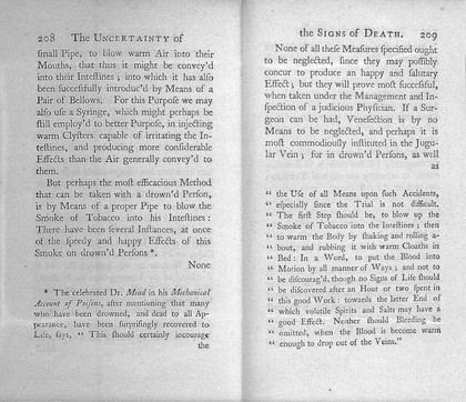 The uncertainty of the signs of death, and the danger of precipitate interments and dissections, demonstrated, I. From the known laws of the animal œconomy. II. From the structure of the parts of the human body. And, III. From a great variety of amusing and well-attested instances of persons who have return'd to life ... With proper directions, both for preventing such accidents, and repairing the misfortunes brought upon the constitution by them. To the whole is added a curious and entertaining account of the funeral solemnities of many ancient and modern nations, exhibiting the precautions they made use of to ascertain the certainty of death. Illustrated with copper plates / [Jacques-Bénigne Winslow].