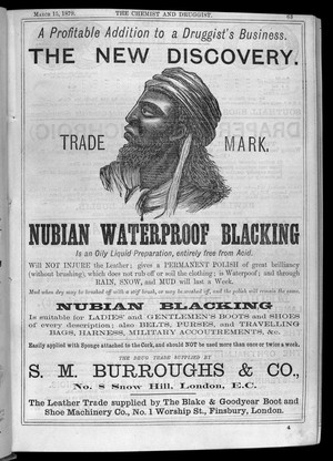 view Advert for Nubian Blacking, Chem & Drg.1879.