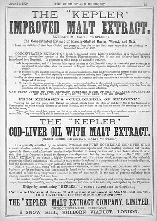 Advert for Kepler, Chemist & Druggist, 1879.