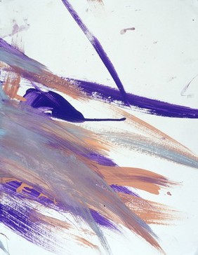 Purple, orange and grey streaks. Watercolour by Tonka, 2000.