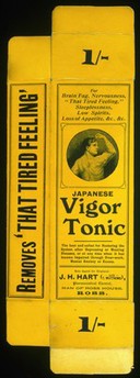 Japanese Vigor Tonic : the best and safest for restoring the system after depressing or wasting diseases, or at any time when it has become impaired through over-work, mental anxiety or excess / J.H. Hart.