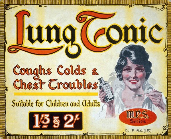 Lung tonic : coughs colds & chest troubles : suitable for children and adults : 1/3 & 2/-.