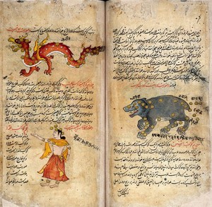 view Constellations of Ursa Major (right), Draco and Cepheus (left) from Persian Manuscript 373