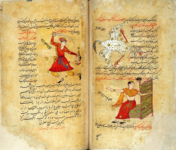 Constellations of Perseus (left), Cygnus and Cassiopeia (right) from Persian Manuscript 373
