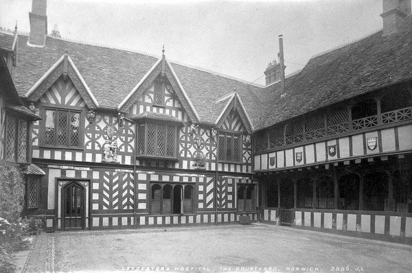 Leicester's Hospital, Warwick: the courtyard. Photograph.