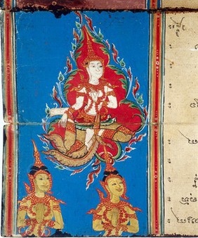 A bodhisattva in heaven with accompanying angels (detail of bottom right)