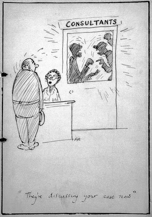 view Cartoon 'They're discussing your case now'