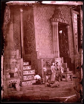 Bangkok, Siam [Thailand]. Gate of Buddhist temple, Bangkok,