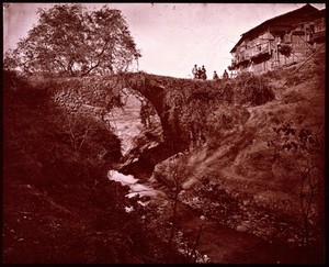 view River Min, Fukien province, China. Chinese bridge near Shui (Ku ?) River Min, Fukien Province .