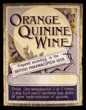 LABEL: Orange Quinine Wine. Prepared accord