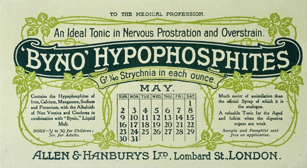 'Byno' hypophosphates : an ideal tonic in nervous prostration and overstrain / Allen & Hanburys Ltd.