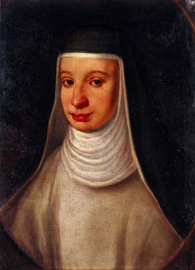 A nun, traditionally identified as Suor Maria Celeste, daughter of Galileo Galilei. Oil painting.