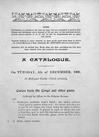 Mr. J.C. Stevens Sales Catalogue, Dec 1906