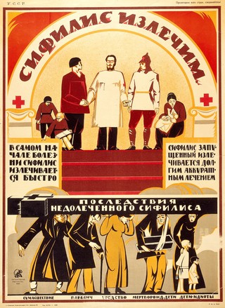 Syphilis: the benefits of its medical treatment, contrasted with the consequences of leaving it untreated. Colour lithograph, 192-.