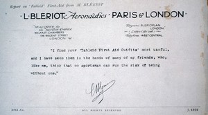 view Report on "Tabloid" first aid from M Bleriot