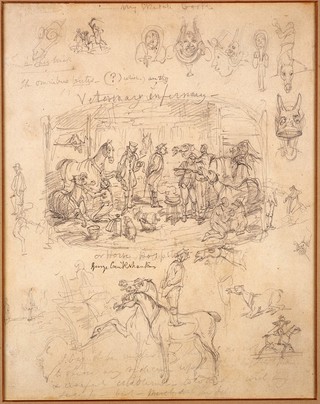Interior of a hospital for horses. Drawing by G. Cruikshank,1835.