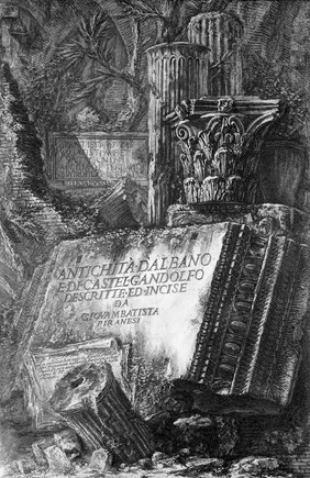 Antiquities of Albano and Castel Gandolfo, Lazio. Etching by G.B. Piranesi, 1764.