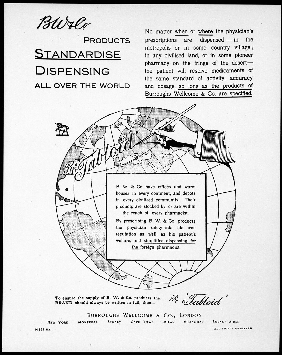 Burroughs Wellcome advertisement, Tabloid pr