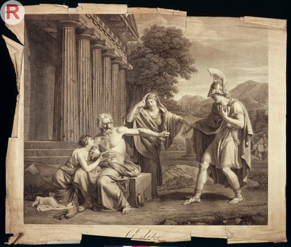 Oedipus at Colonus. Engraving by Antoine-Al