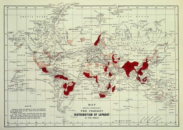 Distribution of leprosy around the world