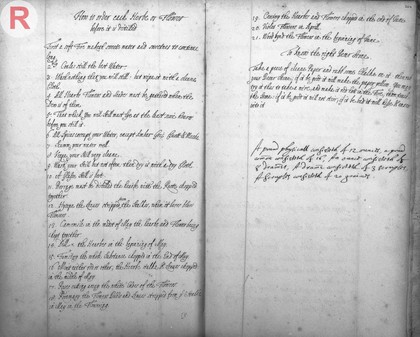 page from Lady Ann Fanshawe's Receipe Book