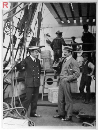 Captain R F Scott and another man on vessel