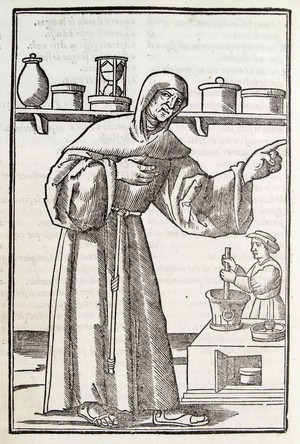 view A friar in an apothecary